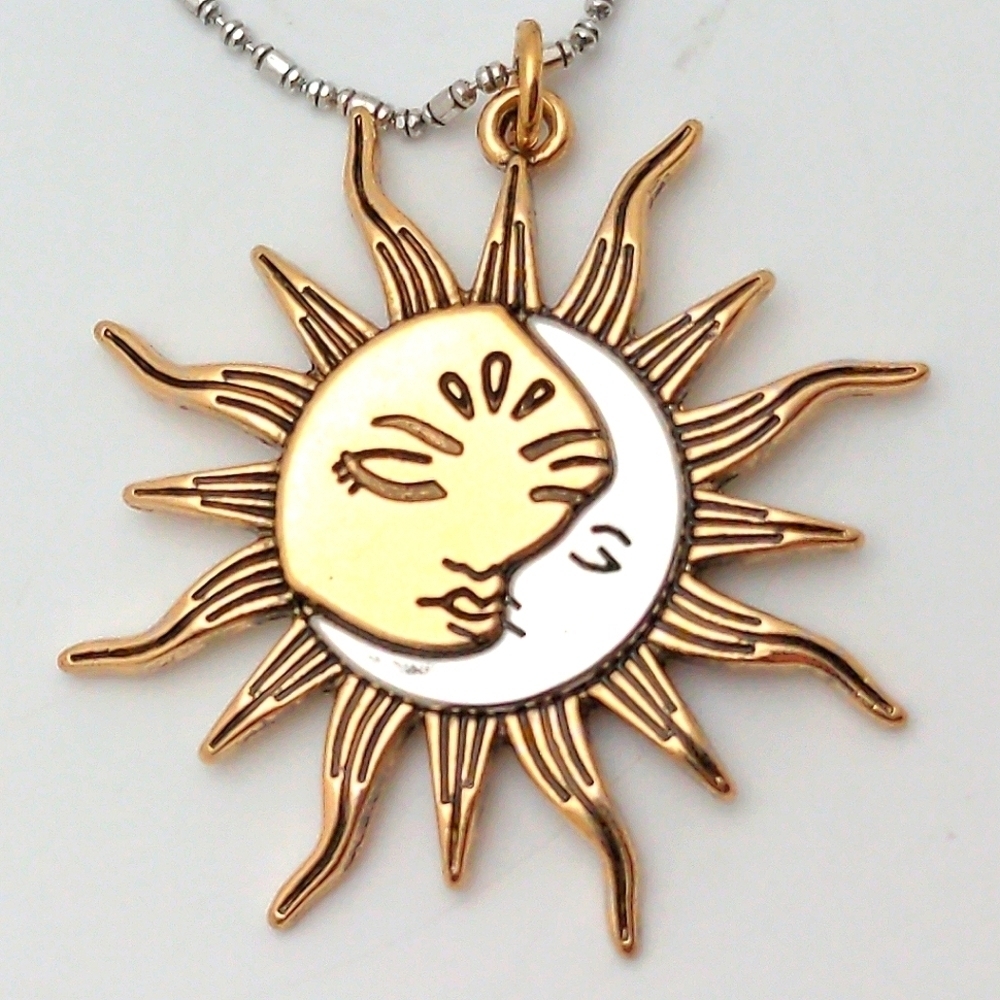 381MIDALANE Celestial Silver Gold Adjustable Chain Necklace